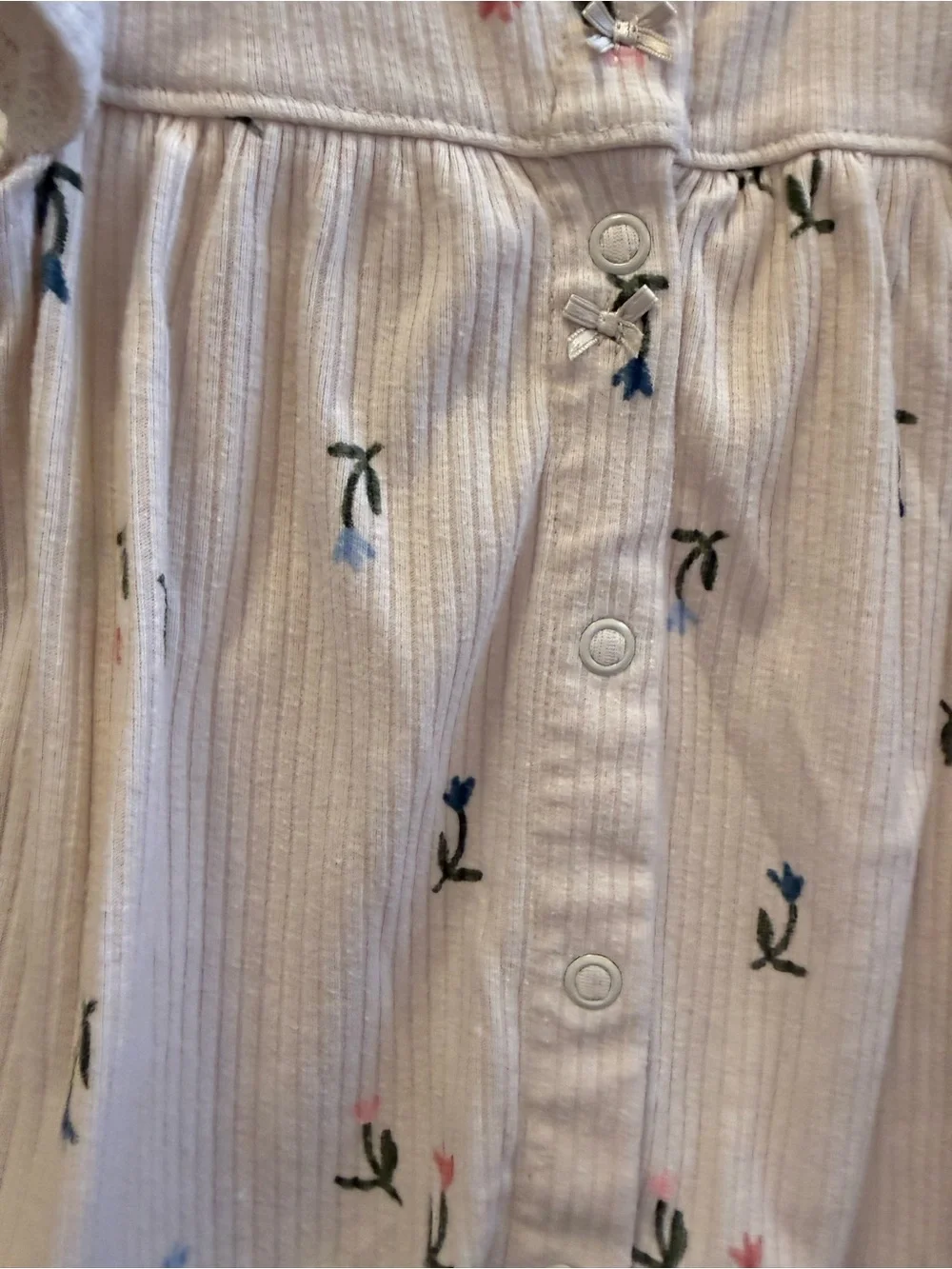 Carter's Cream Ribbed Floral Bubble Onesie